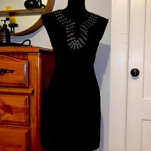 Very classy black midi dress.